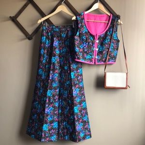 Vintage 2pc quilted floral outfit XS-Small